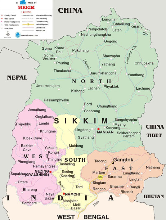 Карта Сиккима